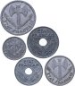 Купить Франция, набор из 5 монет: 10, 20 и 50 сантимов, 1 и 2 франка. 1941-1944 Режим "Виши"