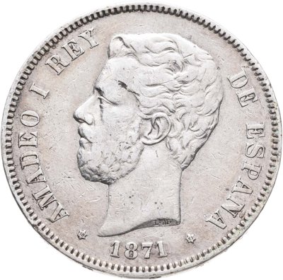 купить Испания 5 песет (pesetas) 1871