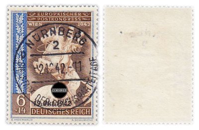 купить Германия, Третий Рейх 6+14 рейхспфеннигов 1942 "Почтовый конгресс Европы в Вене"
