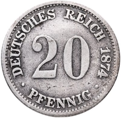 купить Германия 20 пфеннигов (pfennig) 1874 D знак монетного двора: "D" - Мюнхен