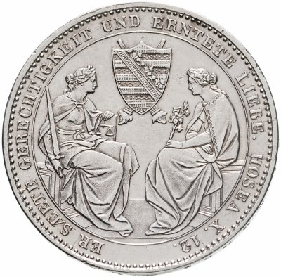 купить Саксония 1 талер 1854 Смерть Короля Фридриха Августа II