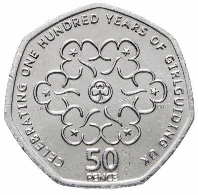 купить Великобритания 50 пенсов (pence) 2010 100 лет женской организации скаутов