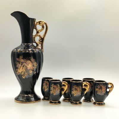 купить Набор для напитков "Райские птички", состоящий из кувшина и 6-ти чашечек, мануфактура "Anadolu Seramik", керамика, деколь, золочение, Турция, 1990-2015 гг.
