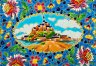 Купить Блюдо декоративное с цветочным декором и изображением замка Mont St-Michel , Manufacture des Emaux de Longwy, авторская подпись, фаянс, майолика, техника перегородчатых эмалей, фаянс, майолика, техника перегородчатых эмалей, Франция, 1994-2000 гг.