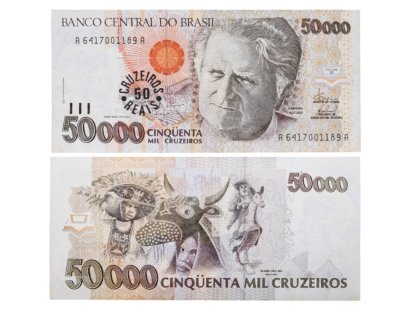 купить Бразилия 50 крузейро реал 1993 (надпечатка на 50000 крузейро 1993) (Pick 237)