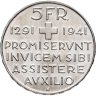 Купить Швейцария 5 франков (francs) 1941 650 лет Швейцарской Конфедерации, в слабе Монетник.ру MS64