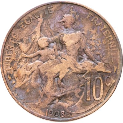 купить Франция 10 сантимов (centimes) 1908