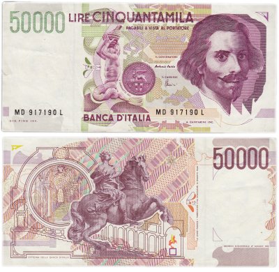купить Италия 50000 лир 1992 (Pick 116b)
