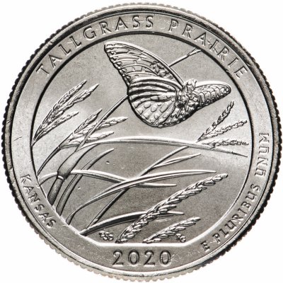 Купить США 1/4 доллара (25 центов, квотер) 2020 P — "Национальный заказник Таллграсс Прейри" (55-й парк)
