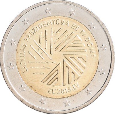 Купить Латвия 2 евро 2015 "Президентства Латвии в Совете ЕС"