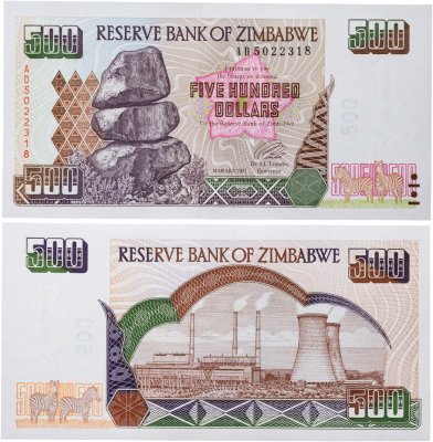 купить Зимбабве 500 долларов 2004 год Pick 11b