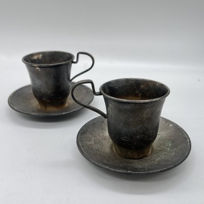 купить Набор из 2 кофейных пар с дарственной надписью, металл, гравировка, СССР, 1980 г.