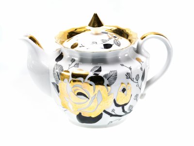 Купить Чайник из сервиза "Золотая роза", фарфор, роспись, золочение, Дмитровский фарфоровый завод, с. Вербилки, СССР, 1965-1975 гг.