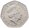 Купить Великобритания 50 пенсов (pence) 2017 "150 лет со дня рождения Беатрис Поттер, Кролик Питер"