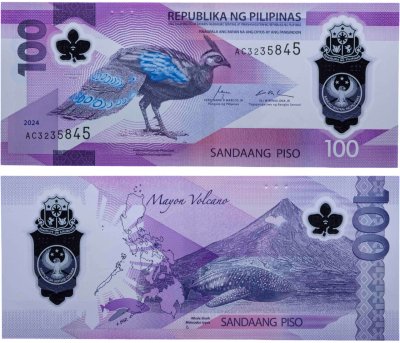 купить Филиппины 100 песо 2024 "Палаванский павлиний фазан"