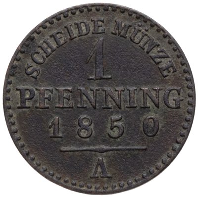 купить Германия, Пруссия 1 пфенниг 1850 А