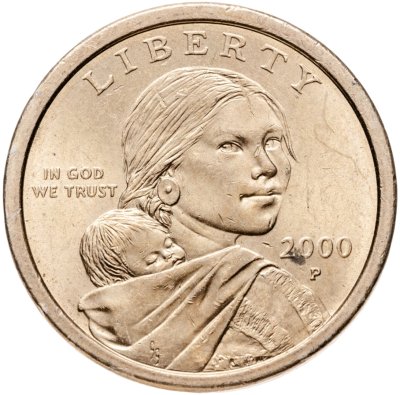 купить США 1 доллар (dollar) 2000 P Sacagawea dollar (Сакагавея доллар - парящий орёл) знак монетного двора "P" - Филадельфия