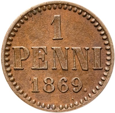 купить 1 пенни (penni) 1869, монета для Финляндии