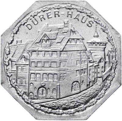 купить Германия, Нюрнберг (нотгельды) 20 пфеннигов 1919 "Дом Дюрера" Трамвайный жетон