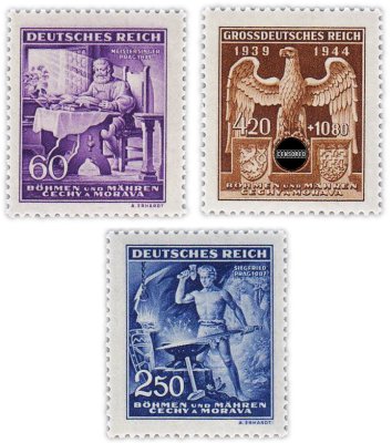 купить Богемия и Моравия, Третий Рейх набор из 3 марок 1939-1944