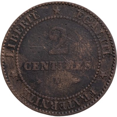 купить Франция 2 сантима (centimes) 1878 A знак монетного двора: "A" - Париж