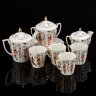 Купить Сервиз чайный "Крыжовник" ("Смородина") на 4 персоны (11 предметов), форма "Грань" ("Первомайский №6"), автор формы И.И. Гончаренко, костяной фарфор, роспись, золочение, Первомайский фарфоровый завод (Песочное), СССР, 1954 г.