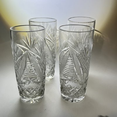 купить Набор для прохладительных напитков из 4 стаканов, хрусталь, алмазная грань, СССР, 1970-1990 гг.