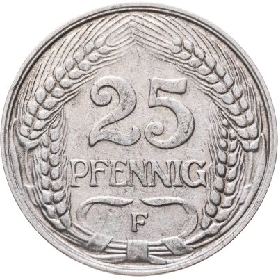 купить Германия 25 пфеннигов (pfennig) 1910 F