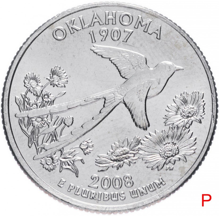 купить США 1/4 доллара (квотер, 25 центов) 2008 P "Штат Оклахома"