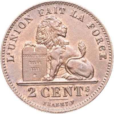 купить Бельгия 2 сантима (centimes) 1902 Надпись на французском - 'DES BELGES'
