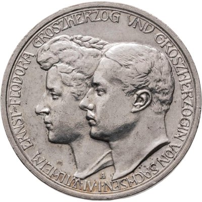 купить Германская Империя, Саксен-Веймар-Эйзенах 3 марки (mark) 1910 "Свадьба Вильгельма и Феодоры"