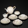Купить Сервиз кофейный на 4 персоны, украшенный цветочным декором (15 предметов), фарфор, люстр, золочение, Aelteste Volkstedt, Германия, 1968-1990 гг.