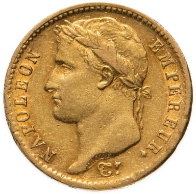 купить Франция 20 франков (francs) 1808 наполеондор с портретом Наполеона I Бонапарта