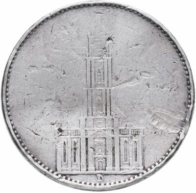 Купить Германия (Третий Рейх) 5 марок 1934 "1 год нацистскому режиму, Гарнизонная церковь в Потсдаме"