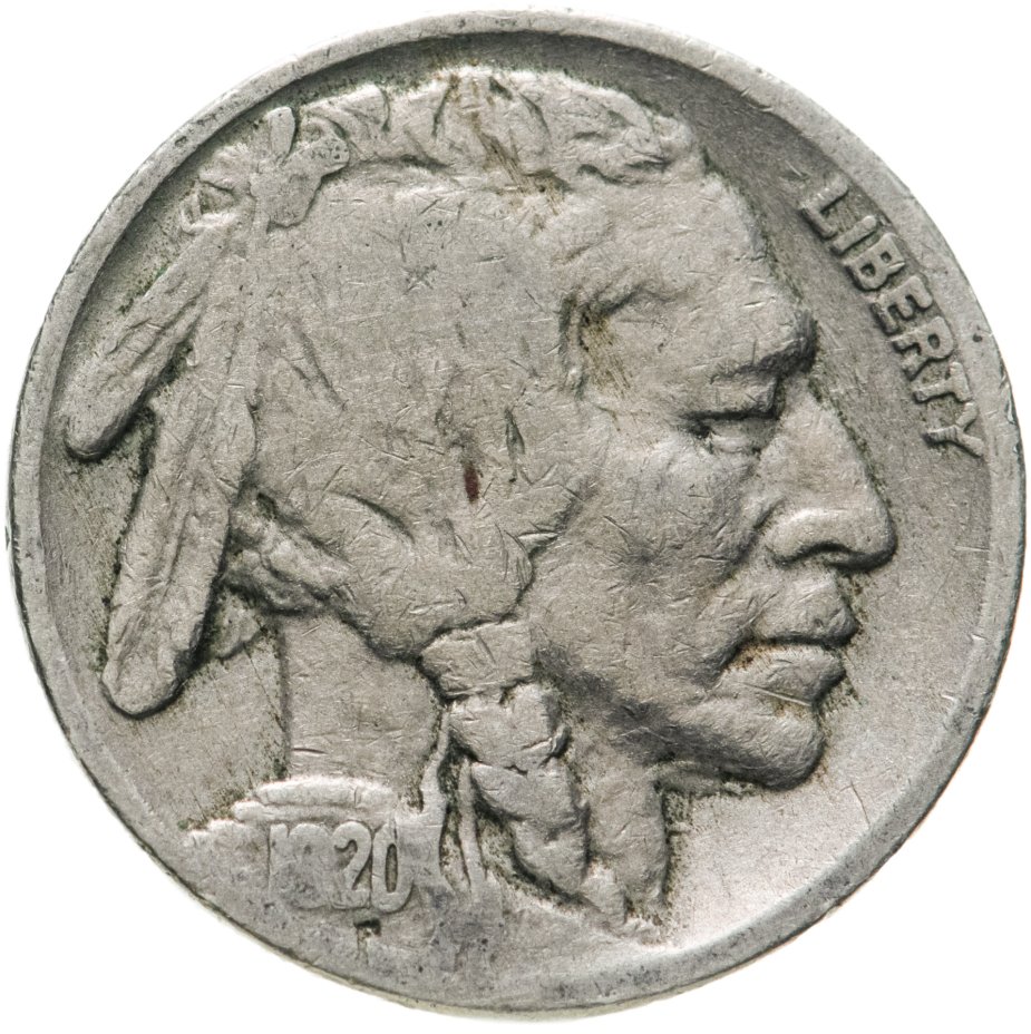 Монета США 5 центов 1920 "Buffalo Nickel" стоимостью 580 руб.