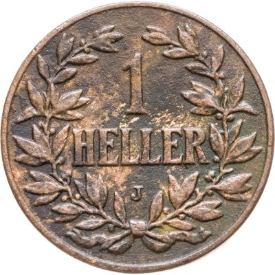 купить Германская Восточная Африка 1 геллер (heller) 1913, знак монетного двора "J" — Гамбург