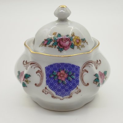 купить Сахарница с цветочным декором, фарфор, деколь, золочение, Bohemia (Neurohlau), Чехословакия, 1970-1990 гг.