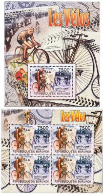 купить Бурунди блок + лист марок "Велоспорт" 2012