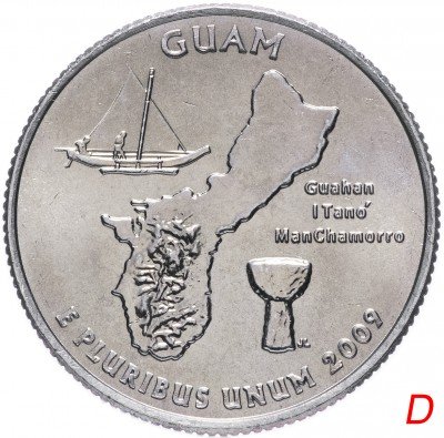 купить США 1/4 доллара (квотер, 25 центов) 2009 D "Гуам"
