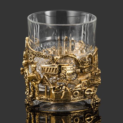 купить Бокал для виски "Строители" (в оригинальной подарочной упаковке), латунь, хрусталь, Россия, 2010-2025 гг.