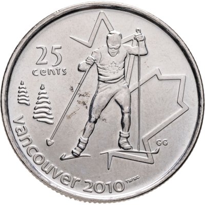 купить Канада 25 центов (cents) 2009 "XXI зимние Олимпийские Игры, Ванкувер 2010 - Лыжные гонки"