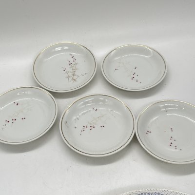 купить Набор из 5 блюдец с растительным декором, фарфор, деколь, золочение, Volkstedt Beyer & Bock, ГДР, 1960-1980 гг.