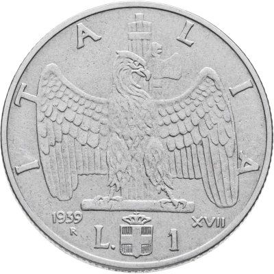 купить Италия 1 лира (lira) 1939 Не магнетик 1939 - XVII