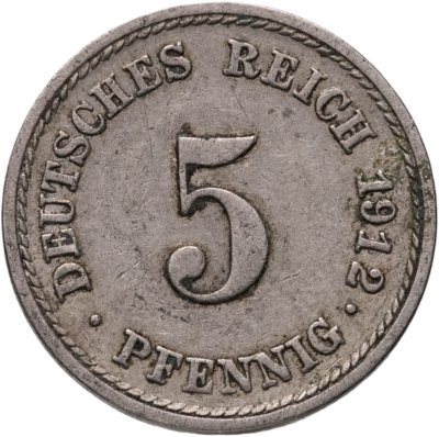 купить Германия 5 пфеннигов (pfennig) 1912 F знак монетного двора: "F" - Штутгарт