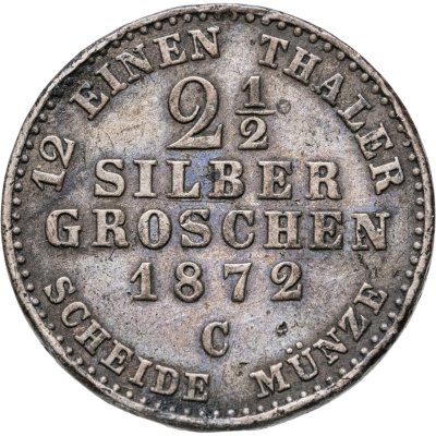 купить Германия, Пруссия 2 1\2 гроша 1872 С