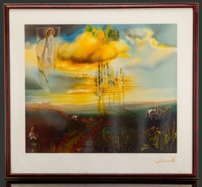 купить Литография по картине Сальвадора Дали "Дорога в Пуболь", лист 111/295, бумага, печать, стекло, рама, Западная Европа, 1973-1980 гг.