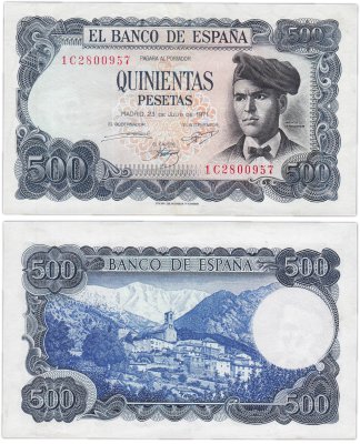 купить Испания 500 песет 1971 Pick 153 (Jacinto Verdaguer, Vinyoles d'Oris and Mount Canigó, Жасинто Вердагуер)