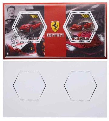 купить Чад марки квартблок "Феррари. Автомобили. Гонки" 150, 250, 350, 450 франков 2013-2014