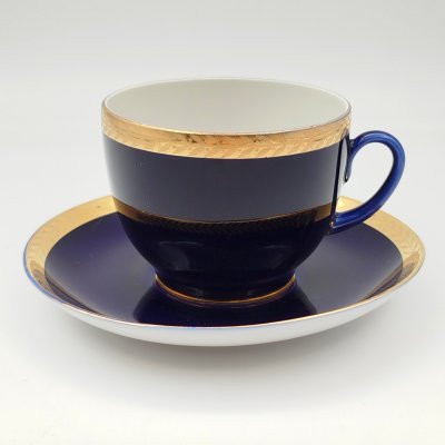 купить Пара чайная "Колос", фарфор, кобальт, золочение, Ленинградский фарфоровый завод (ЛФЗ), СССР, 1957-1970 гг.