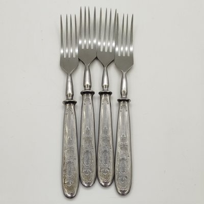 купить Набор из 4-х столовых вилок с фигурным изображением на ручке, нержавеющая сталь, Павловский завод художественных металлоизделий им. С.М. Кирова, СССР, 1960-1980 гг.